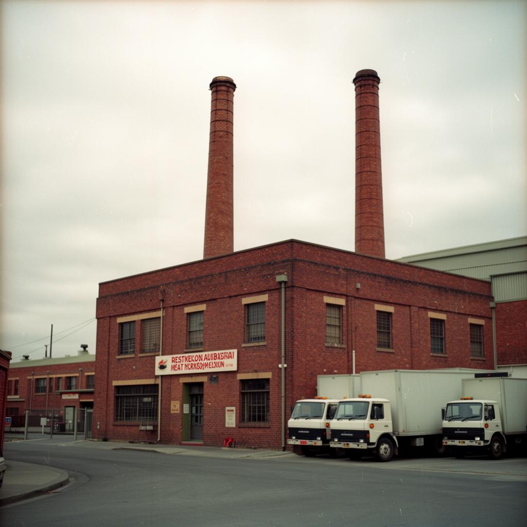 Workers in a meat-processing factory
